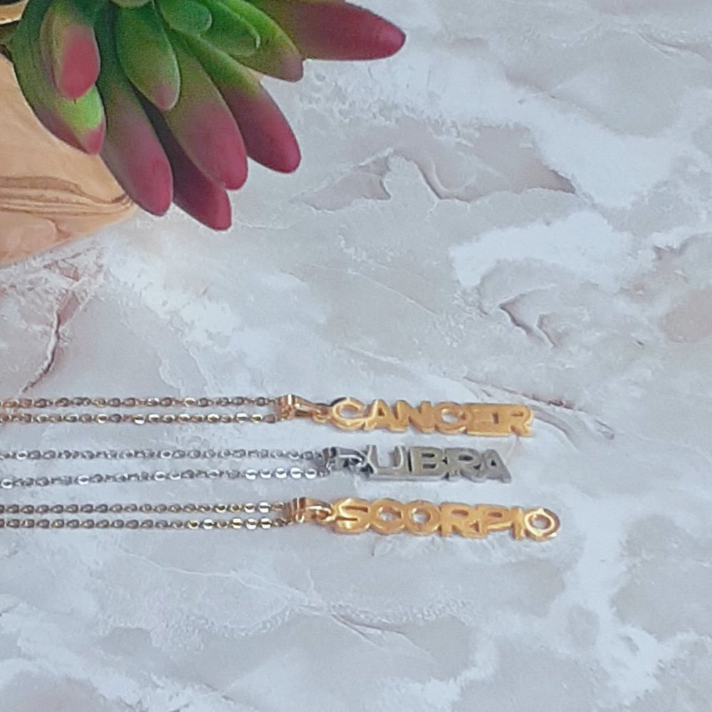 Vertical Zodiac Necklace Gold/Silver Plated - Picture 3 of 4